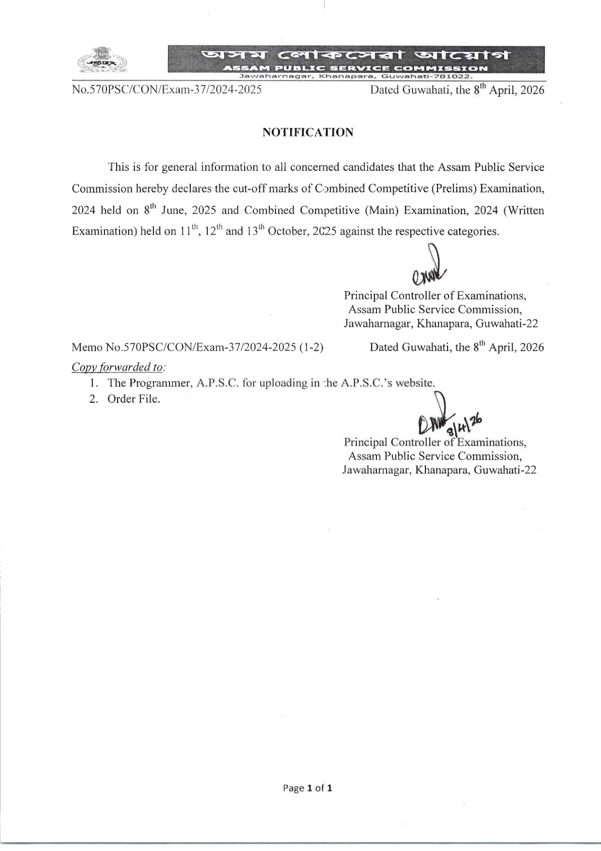 Official Scorecard Link for APSC CCE Marks 2026 Out - Check Prelims, Mains & Final Scorecard at apsc.nic.in