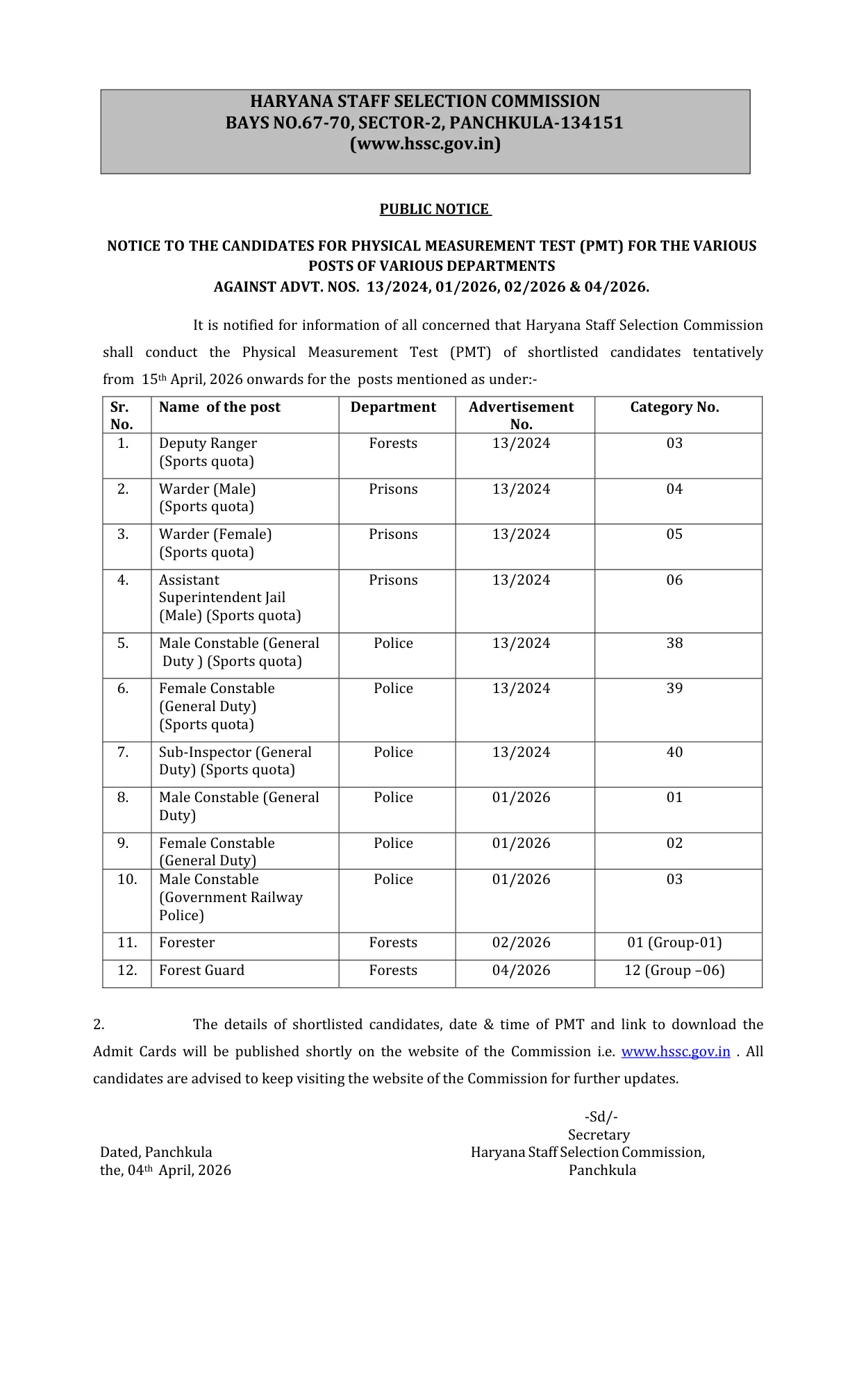 Official Admit Card Link for Haryana Police Constable Admit Card 2026 (Out Today) - Download Here