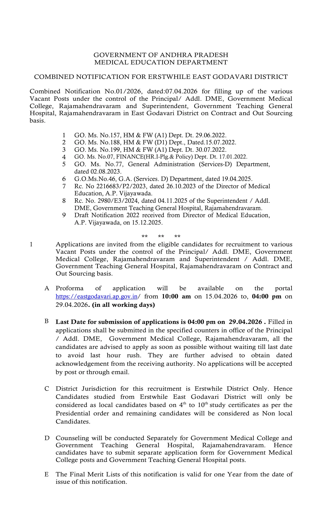 Official Recruitment Notification for Medical Education Department AP Recruitment 2026: how to apply offline for 39 Speech Therapist, Mortuary Attendant and other posts