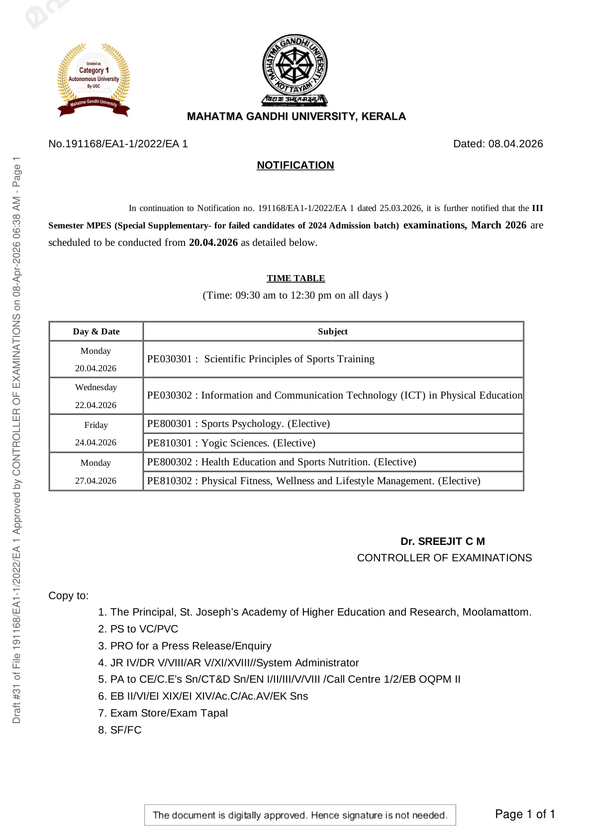 Official Exam Notice for MGU Time Table 2026 Announced MPES @ mgu.ac.in - Check Exam Dates & Schedule