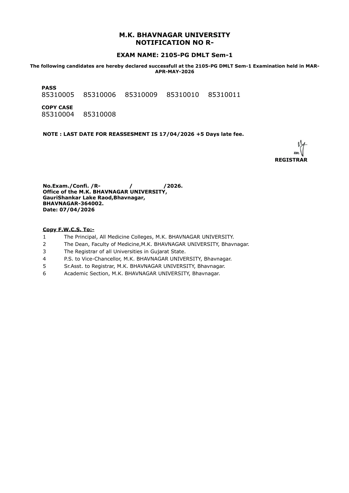 Official Result Link for MKBU Result 2026 Out - Direct Link to Download PG DMLT Sem 1, BSc IT Sem 3, BEd Sem 1 Results at mkbhavuni.edu.in