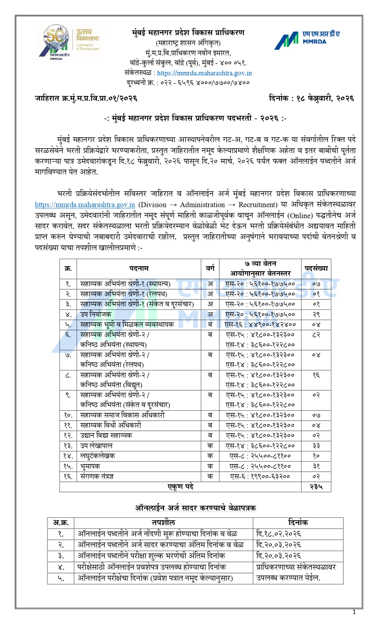 Official Exam Notice for MMRDA Exam Date 2026 for Group A, B and C Posts: Check 11 and 12 May Schedule, Pattern and Hall Ticket Timeline