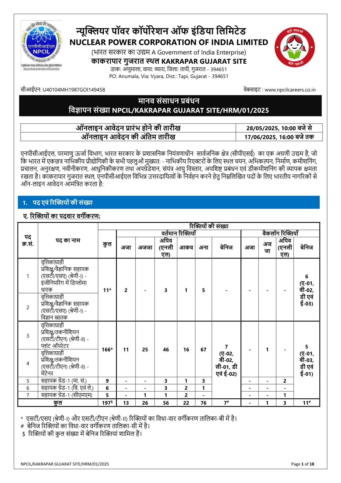 Official Admit Card Link for NPCIL Kakrapar Admit Card 2026 Download Link, CBT Dates, Post-Wise Status and Exam Details