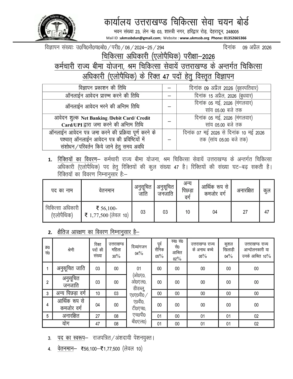 Official Salary Details for UKMSSB Medical Officer Salary 2026: Official Pay Scale, Expected In-Hand Salary and Allowances