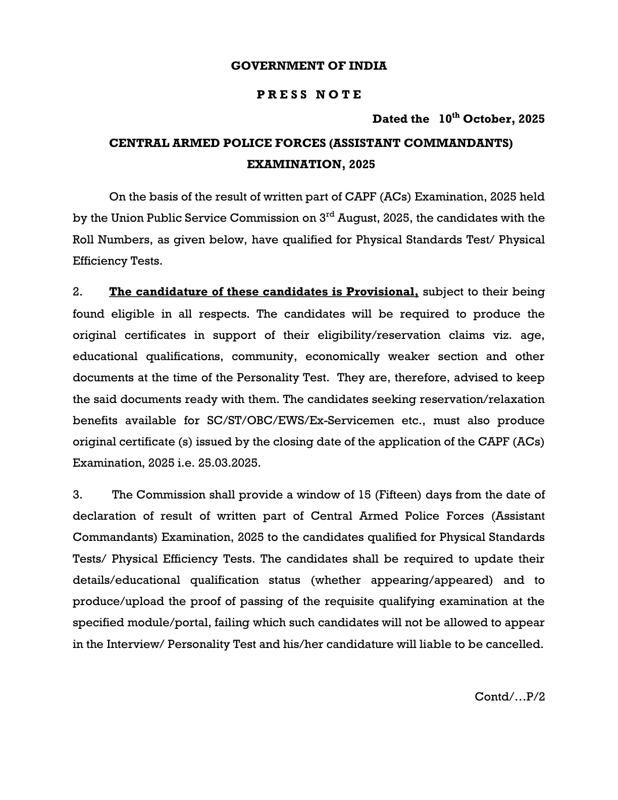 Official Scorecard Link for UPSC CAPF AC Name Wise Result 2026 OUT (Direct Link) - Download Scorecard @ upsc.gov.in