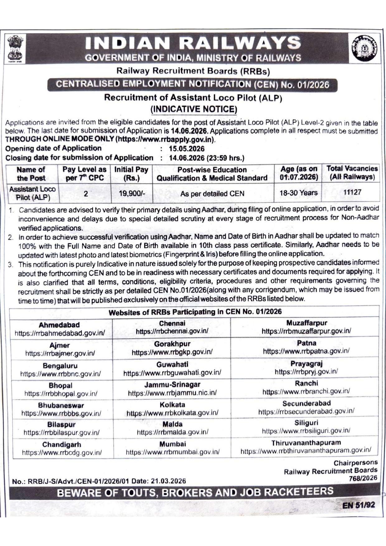 CEN 01/2026 Indicative Notice